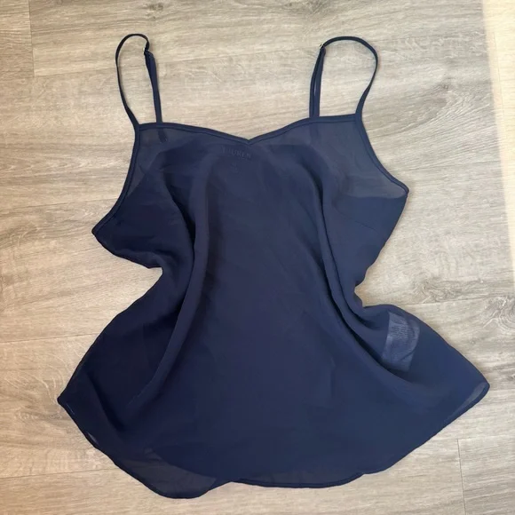 Navy Blue Sheer Camisole Top - Picture 3 of 4